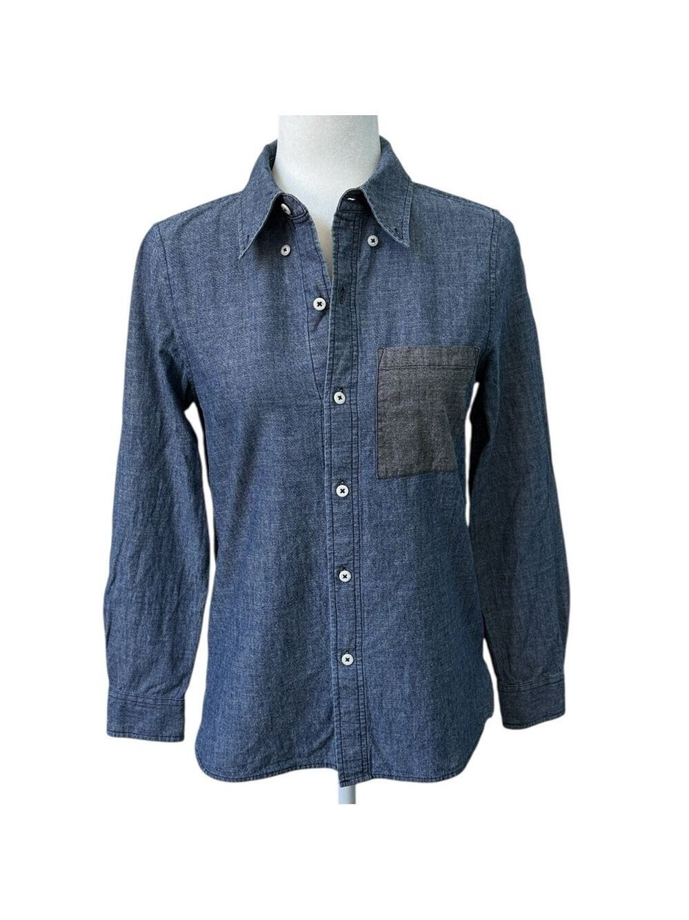 Kate Spade Saturday Denim Chambray Blue Long Sleeve Button Up Shirt Size 2